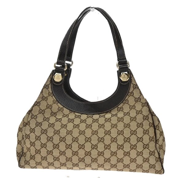 GUCCI Logo GG Pattern Shoulder Bag Canvas Leather Brown GHW Italy 76YH745 - Picture 4 of 14